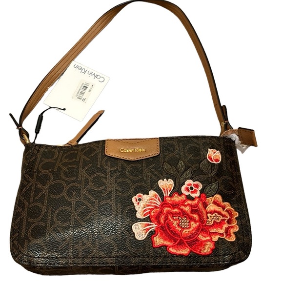 Calvin Klein Handbags - NWT Calvin Klein, shoulder bag, handbag purse, mother’s flowers roses, brown